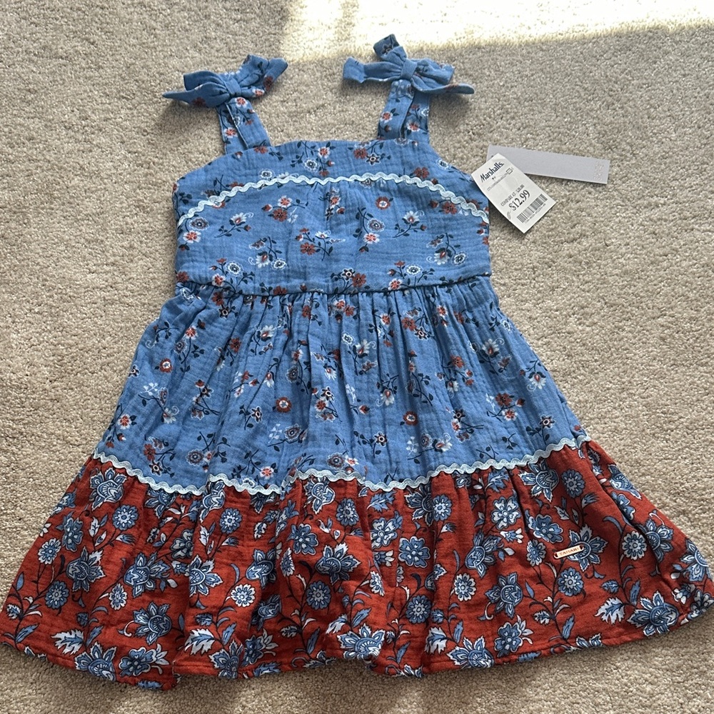 Tahari Blue and Red Floral Kids Dress